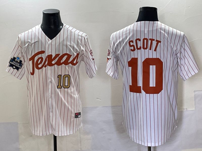 Men Texas Longhorns #10 Scott White stripe Nike joint Name NCAA 2025 Jersey style 5->ncaa teams->NCAA Jersey